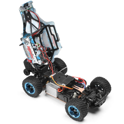 Auto Speelgoed - met 2 x Batterij - LED Verlichting - Afstandsbediening - Monstertruck - 4WD - 30km/h - Hoge Snelheid Racewagen Speelgoed - 47.5 x 9.4 x 5.5 cm - Blauw