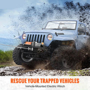 Elektrische lier - Lier - Tackle - Elektrische takel - Staalkabellier - 2000lbs - met bedrade afstandsbediening & 4-Weg Fairlead - fpr Towing Jeep Off-Road SUV Truck