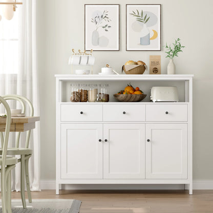 Zwarte Dressoir – Dressoir Kast – Opbergkast – Buffetkast – Sideboard – 108x38x98,5 cm – Stevig Houten Frame – Verstelbare Plank