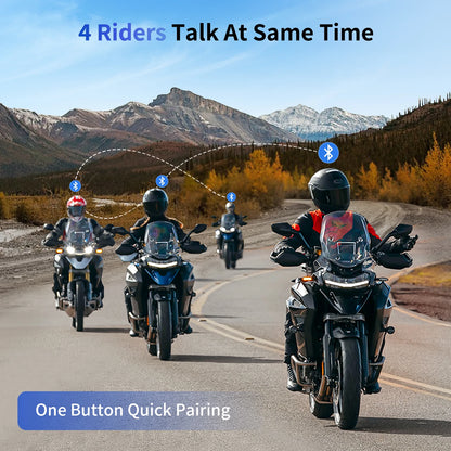 Motorfietsintercom - Helmintercom - MotorfietshelmHeadset - Bluetooth Helmintercom - Helm - Motorfietsaccessoires - 4 bestuurders - 1000m - voor muziek delen, FM-radio - QUORE