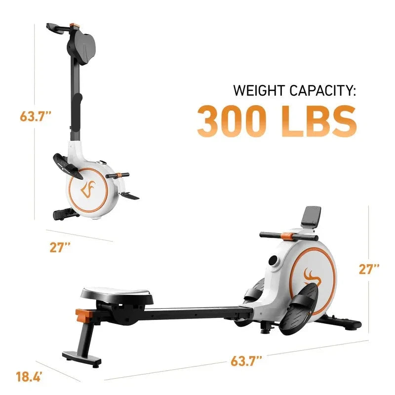 Roeimachine - Roeiapparaat - Magnetische Roeitrainer Fitness - Bluetooth Smart Rower - Geluidsstil - 32 Weerstandsniveaus - LED Display - 300LBS Draagvermogen - Wit