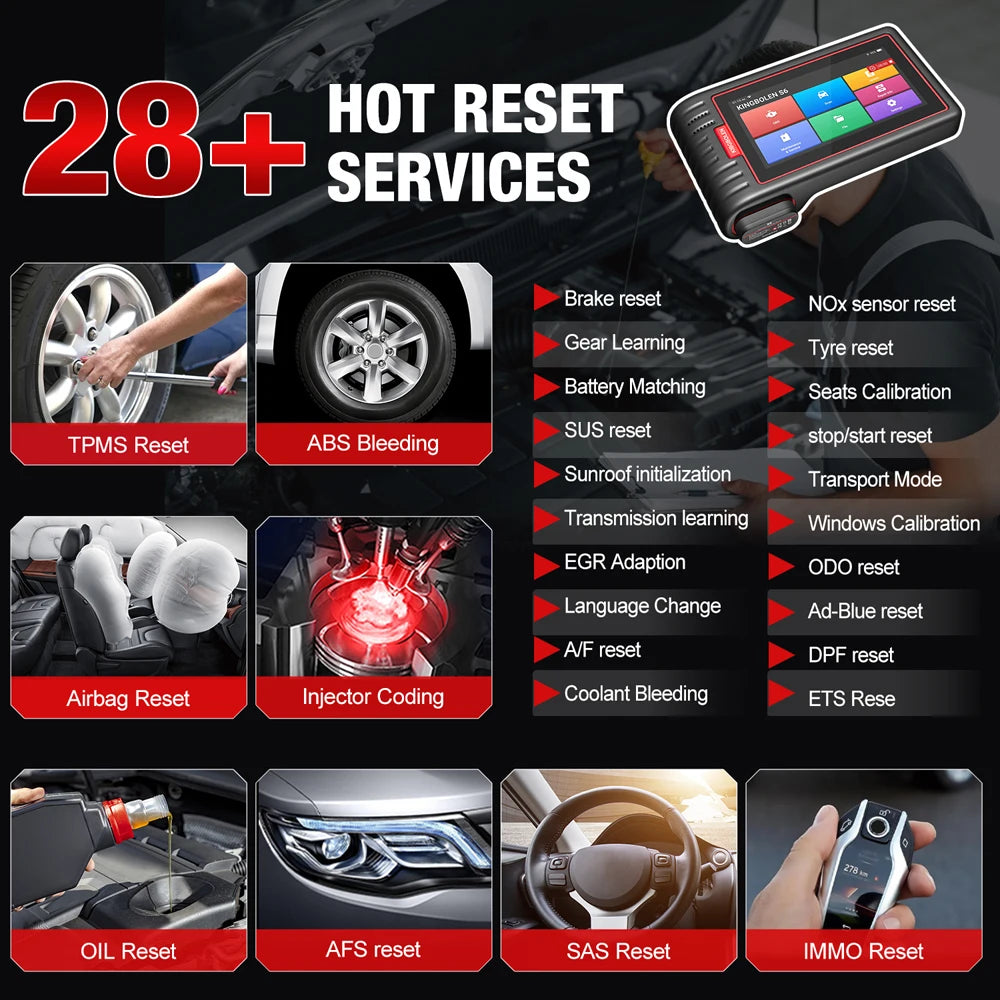OBD2 Scanner - OBD - Diagnosecomputer - Storing Verwijderen - Uitleesapparatuur - Auto Uitlezen - Diagnose apparatuur voor auto's - met Volledige Systeemdiagnose & 28 Resetfuncties – Gratis Beveiligde Voertuigtoegang en Levenslange Updates