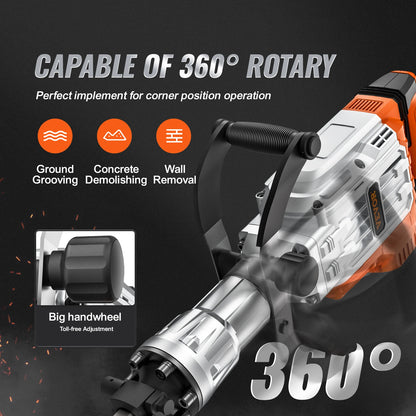 Elektrische Breekhamer – Breekhamer – Sloophamer – Boorhamer – Betonhamer – 3500W Motor – 60 Joule Impactenergie