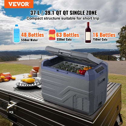 SucceBuy Car Refrigerator  12 Volt Car Refrigerator Fridge  37 L -4℉-68℉ 12/24V DC and 100-240V AC for Outdoor Camping and RV - QUORE