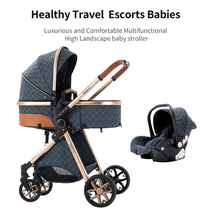Baby High Landscape Lightweight Prams 3-in-1 Baby Stroller Travel System Carriages for Newborns Pushichair Car Seat Stroller