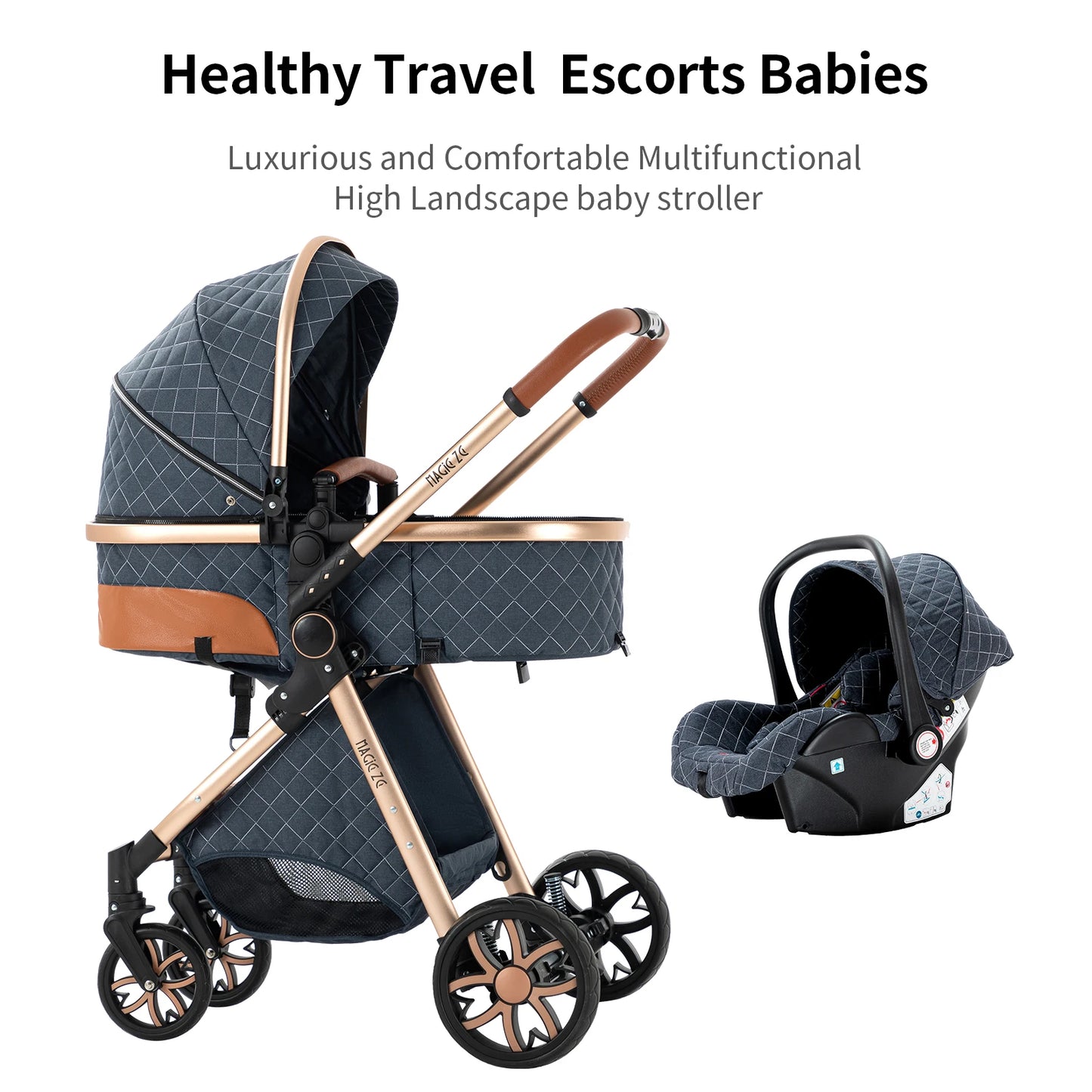 Baby High Landscape Lightweight Prams 3-in-1 Baby Stroller Travel System Carriages for Newborns Pushichair Car Seat Stroller