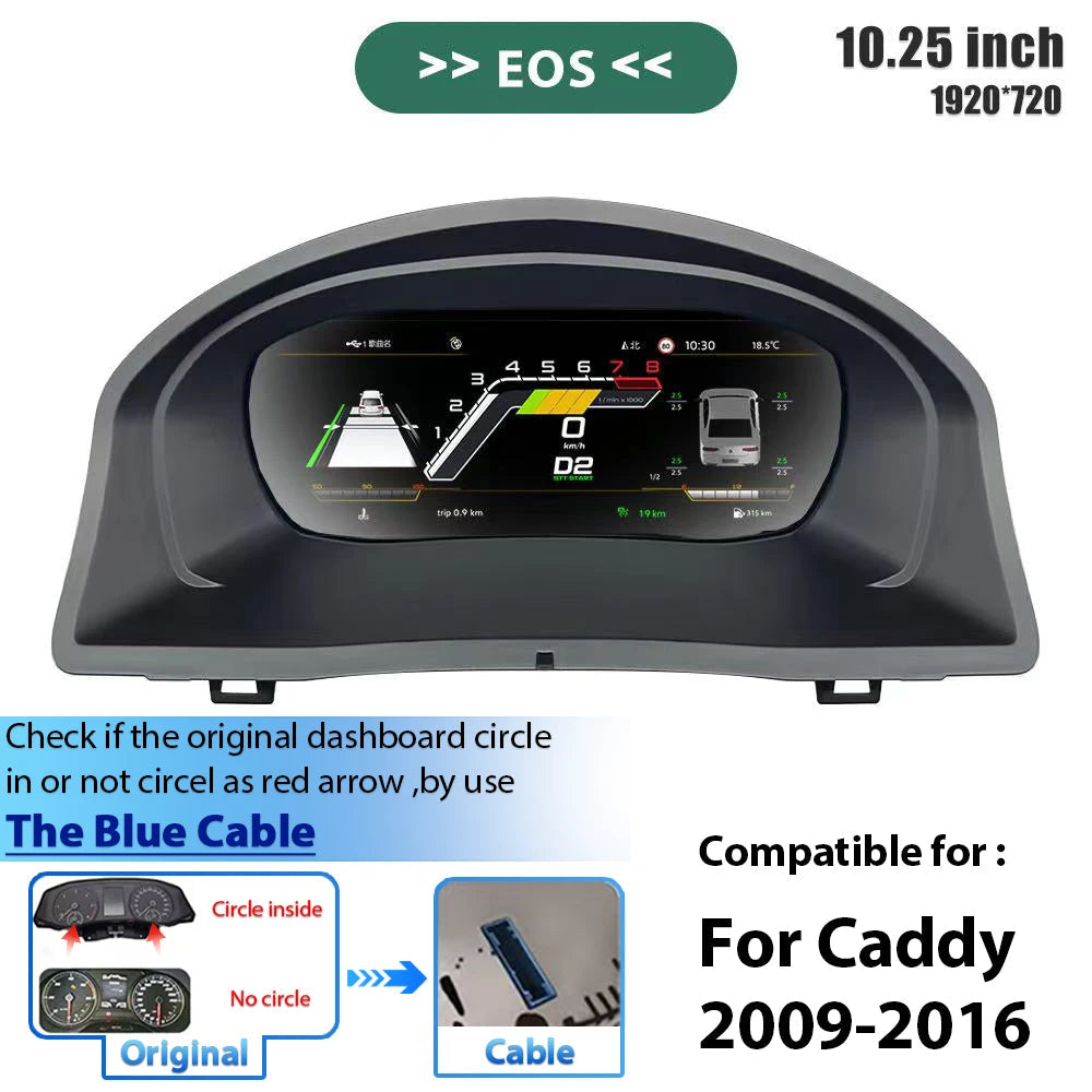 Digitaal Dashboard – Instrumentenpaneel – Virtual Cockpit – Auto Display – Volkswagen Dashboard – Voor EOS 2009-2016 – 10,25 Inch HD IPS Scherm – Snelle Linux Systeem