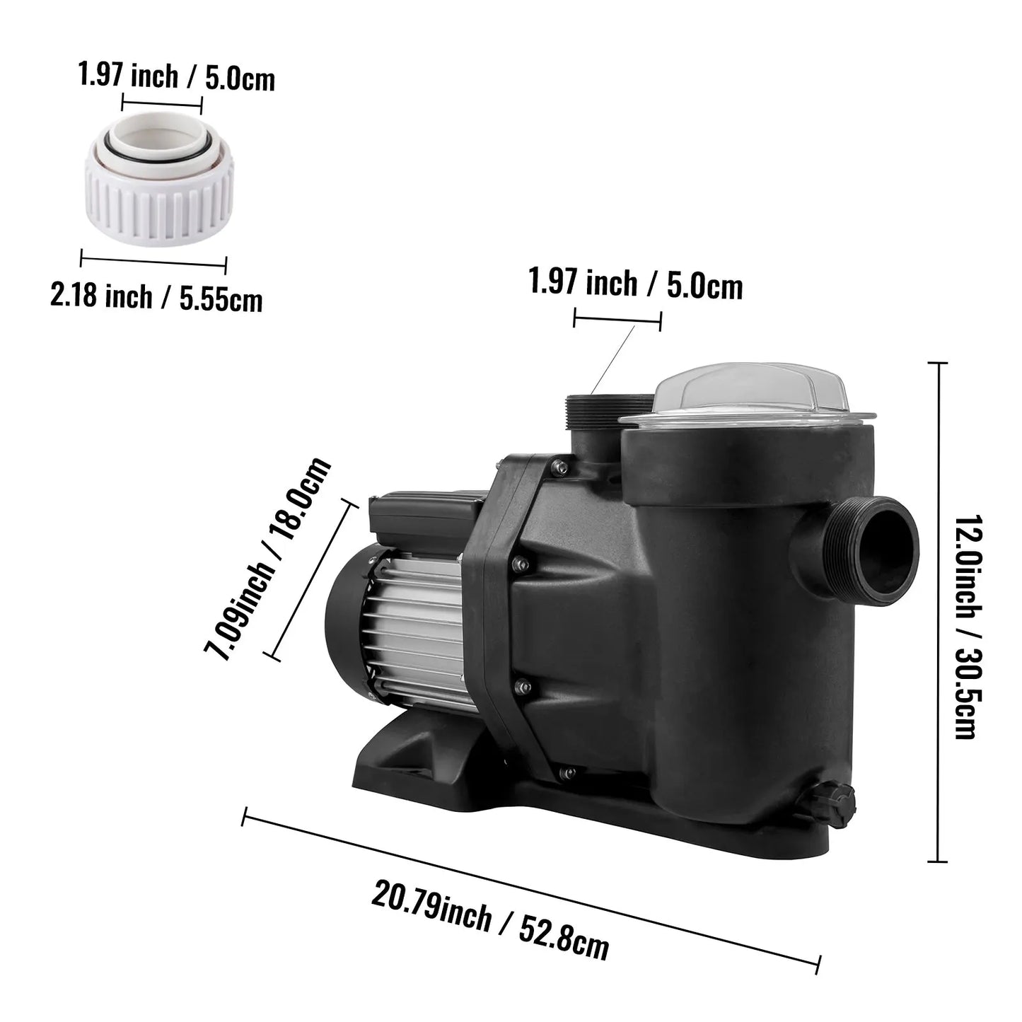 Zwembadpomp - 1 HP - Circulatiepomp voor Zwembad - 4223 GPH Capaciteit - Thermische Beveiliging - Stil en Krachtig - Voor Alle Watertypes - 19200LH