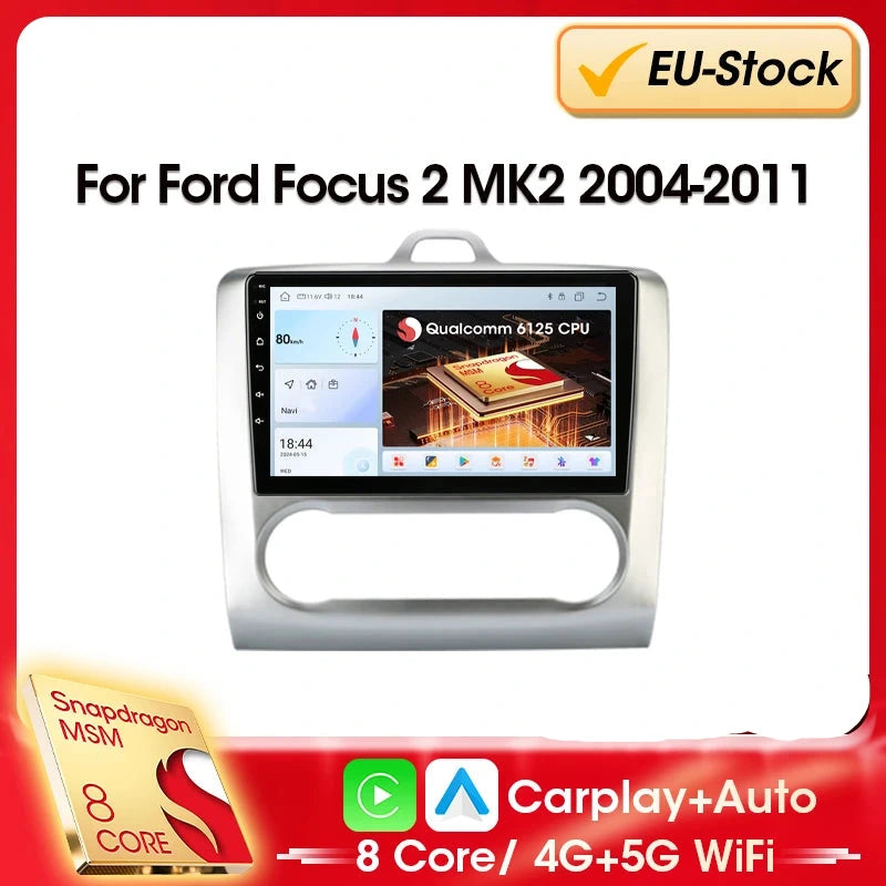 Android 12 Autoradio – Multimedia Speler – GPS Navigatie – Carplay Systeem – Auto Stereo – 9 Inch Touchscreen – 4x45W Vermogen – Double Din Voor Ford Focus 2004-2011 - QUORE