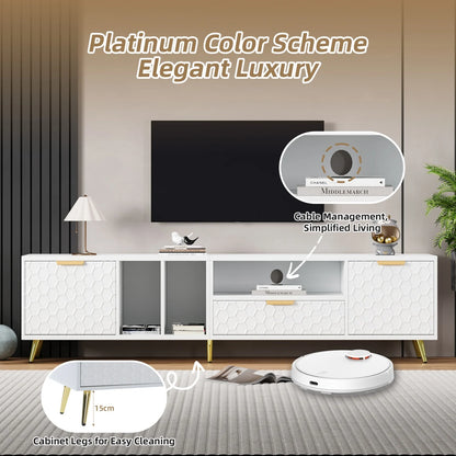 TV-meubel – Tv-kast – Entertainmentmeubel – Lowboard – Tv-standaard – Hoogglans Wit – Grote Opbergruimte – Geschikt Voor Televisies Tot 80 Inch