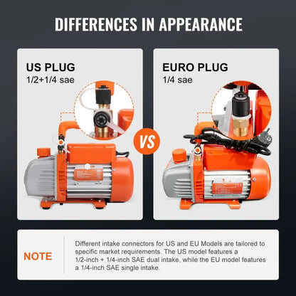 Vevor - Vacuum Pump - Refrigerant Vacuum Pump - Refrigeration Tools - HVAC Cooling - Dry Pump - 4CFM LeakDetector - Orange