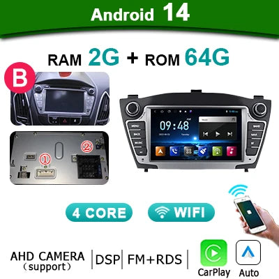 Android Autoradio – Auto Stereo – Multimedia Systeem – 2 Din Radio – Carplay Navigation – 7'' Touchscreen – Android 14 OS – 4G LTE Connectiviteit