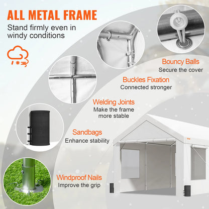 Garagetent - Partytent - Carport Tent - Tent - Vervangende Overkapping - Pickup Truck Tent - Waterdicht & UV Beschermd - 10x20FT - Tuin - Buiten Carport - Wit