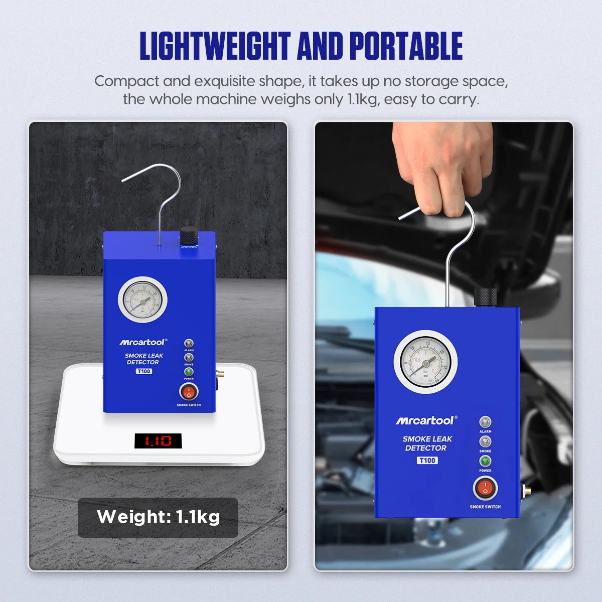 Mrcartool T100 Car Smoke Leak Detector Pipe Leak Locator with Built-in Pump Smoke Leakage Analyzer Detector Diagnostic Tool - QUORE