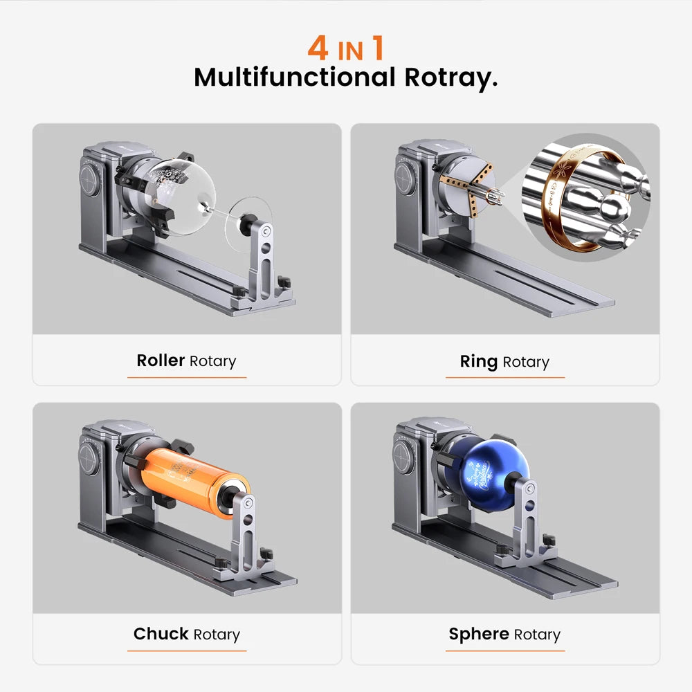 Laserrotary – Rotary Roller – Laser Graveermodule – 3-in-1 Rotary – Roterende Roller – 180° Verstelbare Hoek – Geschikt Voor 95% Graveermachines - QUORE