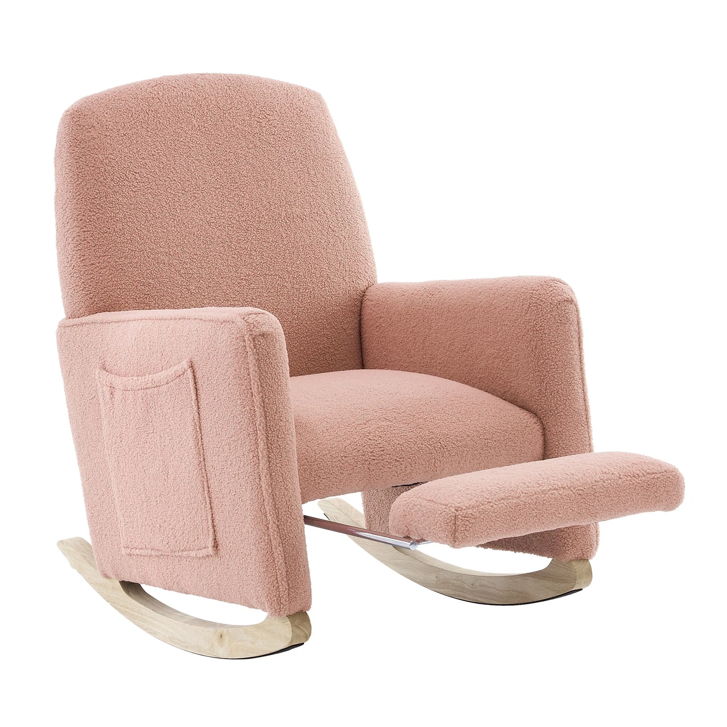 Schommelstoel - Rocking Chair - Relaxstoel - Lounge Stoel - met Kruk - Schommelstoelen Tuin - Hoge Rugleuning –  Fauteuil - Voedingsstoel - Comfortabel & Stijlvol voor Woonkamer - Wit - QUORE