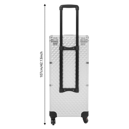 Salon Trolley – Make-up Trolley – Beauty Trolley – Opbergwagen – Kist Met Lades – Zilver – Duurzaam Aluminium – 3 Lades Met Slot