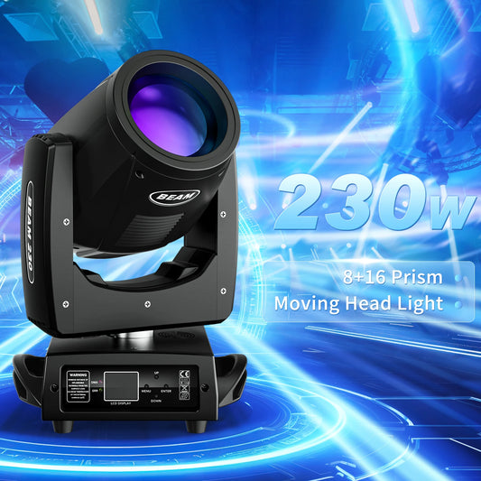 230W Moving Head Licht – Beam Licht – DJ Licht – Podiumverlichting – Showverlichting – EU Plug – Krachtige 7R Led met 24-Prism Effect – DMX512 en RDM Controle