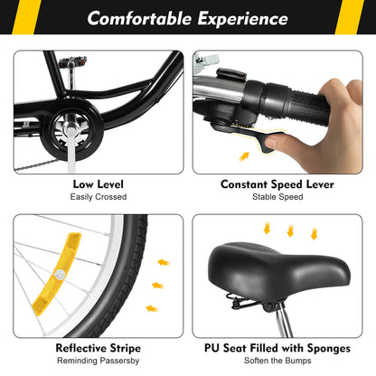 Driewieler – Driewiel Fiets – Stabiliteitsfiets – Seniorfiets – 20 Inch – 8 Versnellingen – Groot Achtermandje