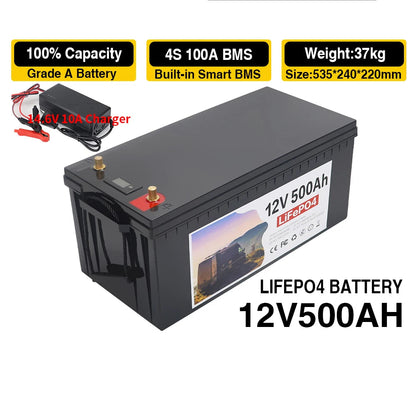 Batterij - Solar batterijen - Powerstation - Zonne opslag - Lithium IJzer Fosfaat Batterij - Opslag - 12V - 50AH - LiFePO4 Batterij met Ingebouwde BMS voor RV, Campers, Golfkarren en Zonne-opslag