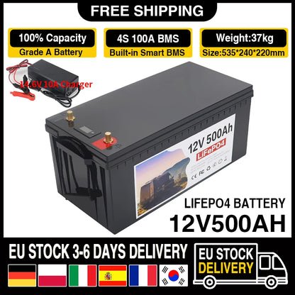 Batterij - Solar batterijen - Powerstation - Zonne opslag - Lithium IJzer Fosfaat Batterij - Opslag - 12V - 120AH - LiFePO4 Batterij met Ingebouwde BMS voor RV, Campers, Golfkarren en Zonne-opslag