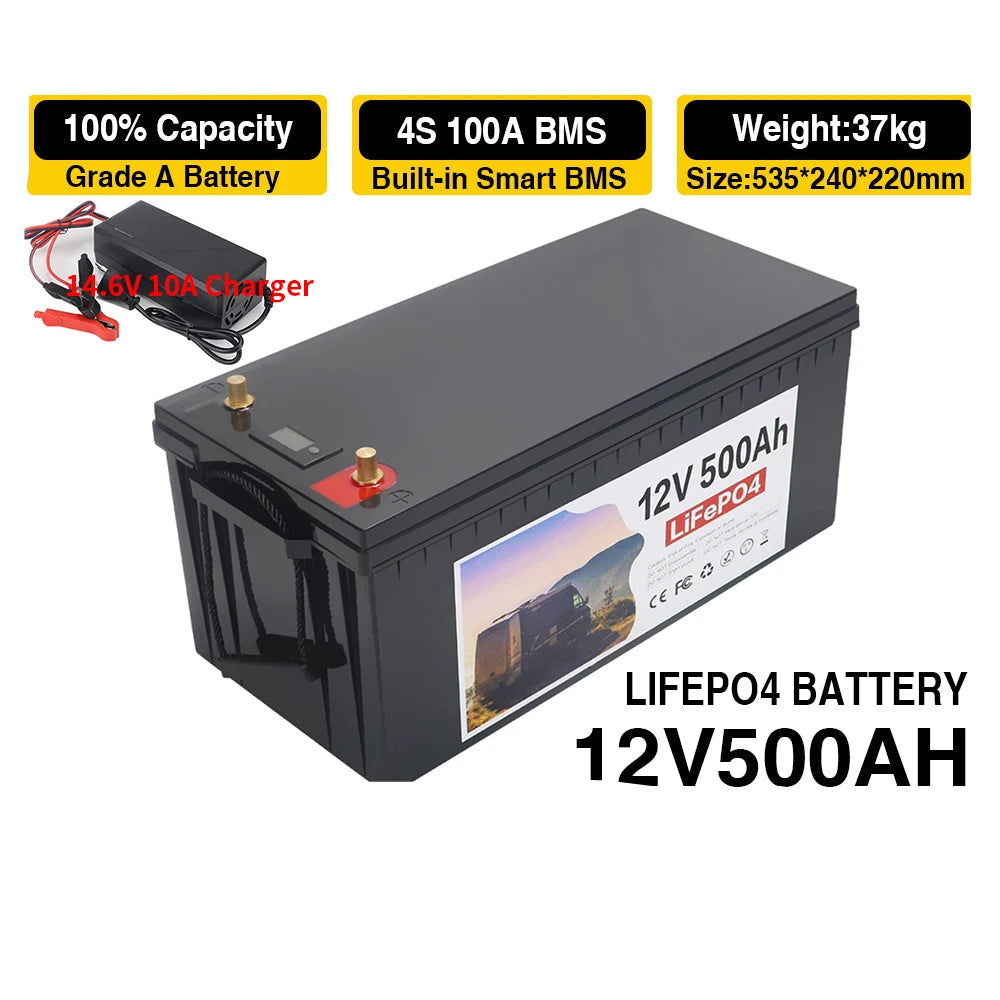 Batterij - Solar batterijen - Powerstation - Zonne opslag - Lithium IJzer Fosfaat Batterij - Opslag - 12V - 150AH - LiFePO4 Batterij met Ingebouwde BMS voor RV, Campers, Golfkarren en Zonne-opslag