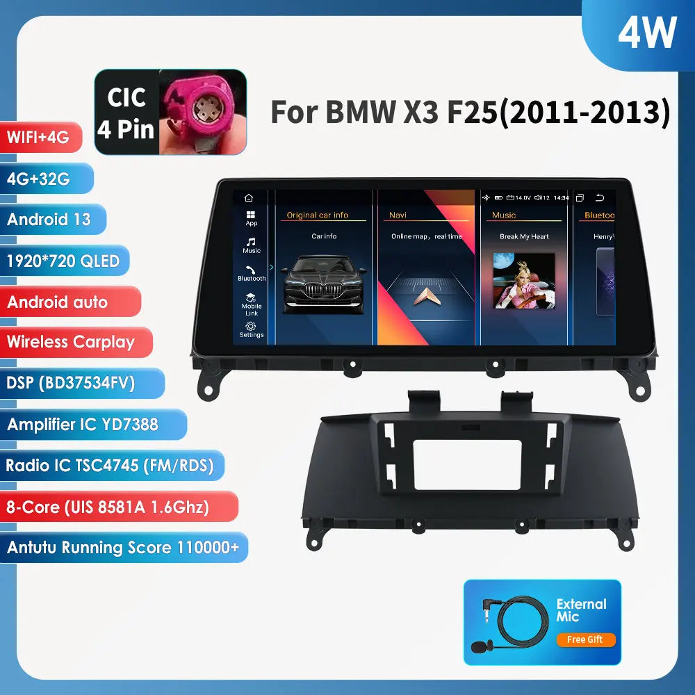Autoradio – Auto Stereo – Multimedia Speler – GPS Navigatie – CarPlay – 10,25 Inch Touchscreen – Android 13 – 4G WiFi Connectivity