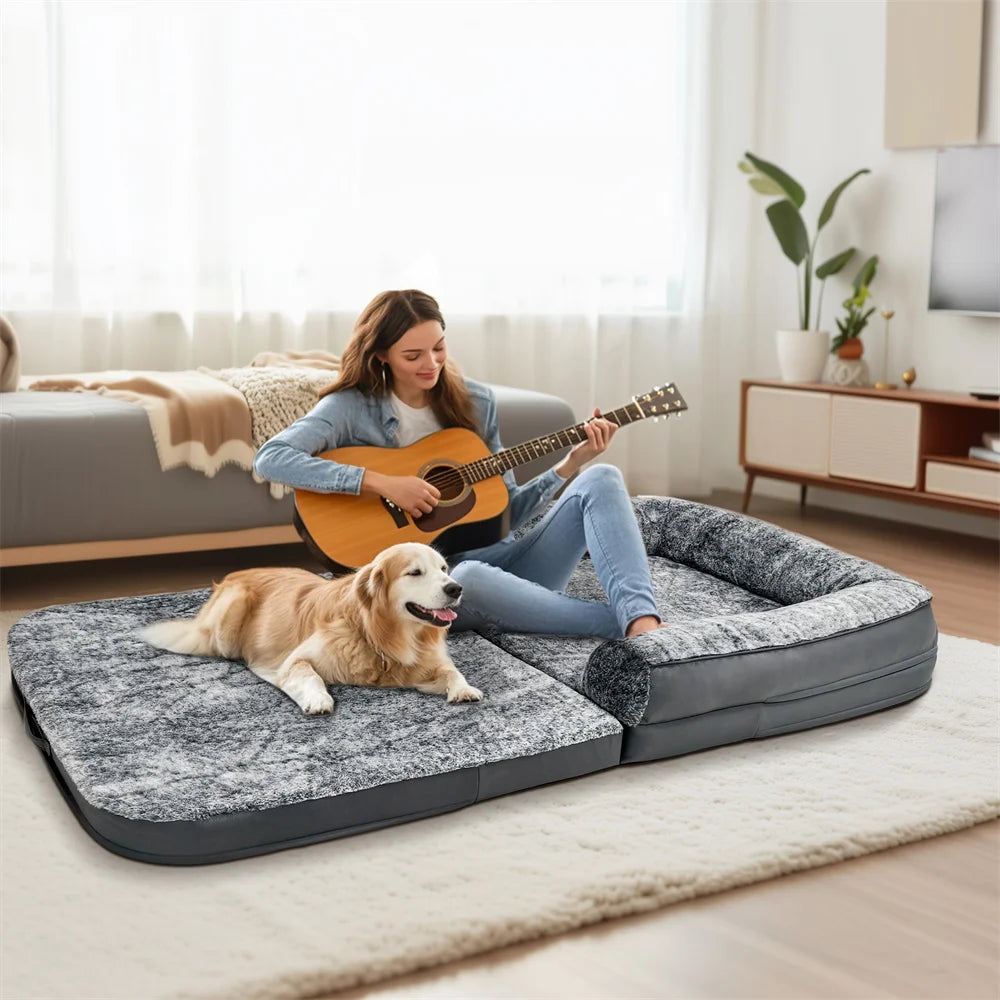 Hondenbed – Huisdierbed – Grote Hondenmand – Dierenkussen – Extra Groot 180x95 Cm – Zachte Pluche En PU-Leder