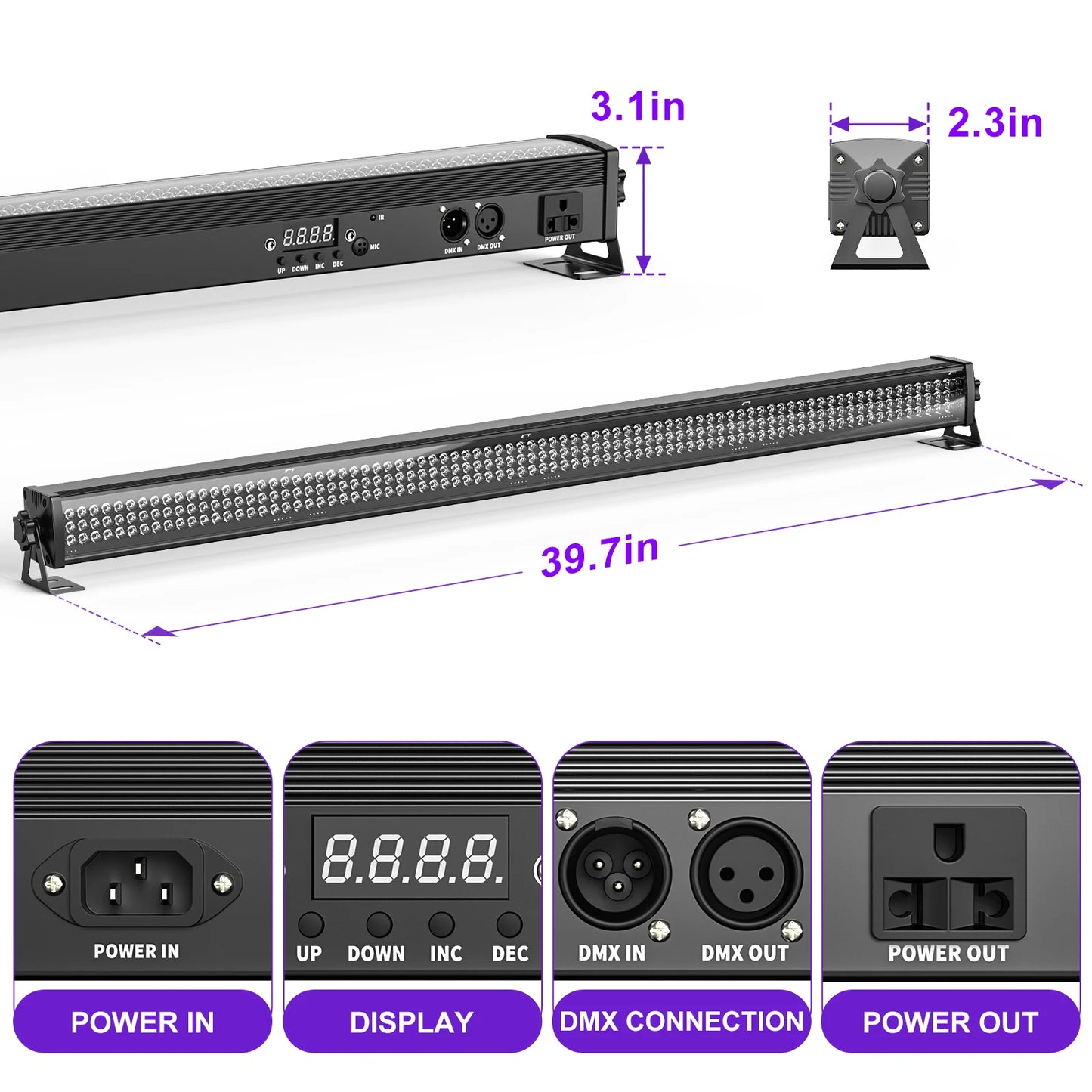 LED Wash Light – RGB Wall Washer – Stage Lighting – DJ Verlichting – Feestlamp – 4 Stuks – 36W Vermogen – DMX512 Besturing