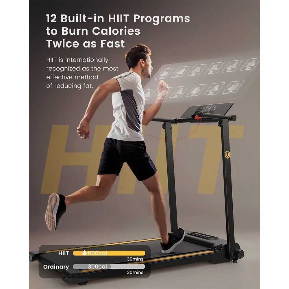 Inklapbare Loopband – Loopband Voor Thuis – Fitnessapparaat – Hardloopband – Treadmill – 12 HIIT Programma’s – Compact En Antislip Loopvlak 105x40 cm