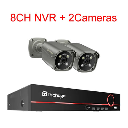 Techage 4K Ultra HD 8MP Security POE NVR Kit Human Face Detect AI Smart Camera Outdoor Home CCTV Video Surveillance Camera Set