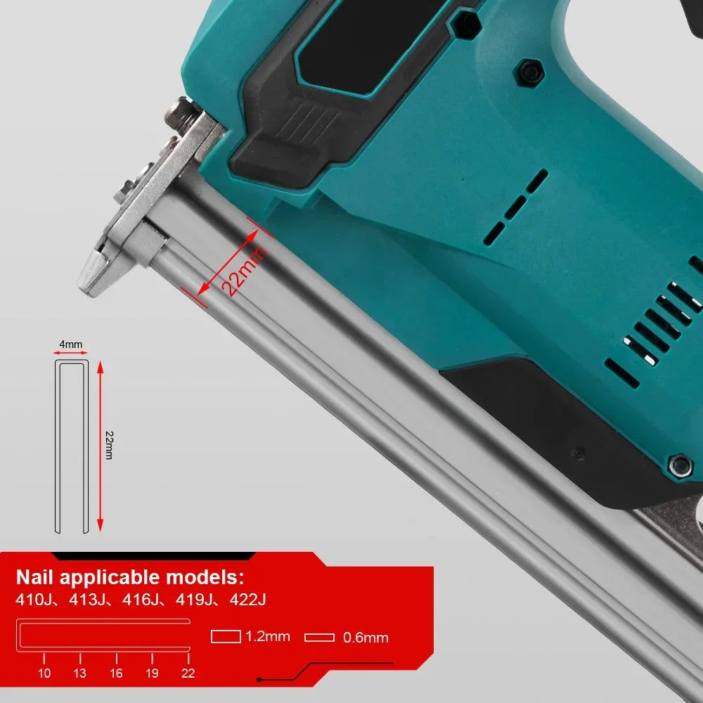 Tacker - Spijkerpistool - Accu Nietmachine - Elektrisch Nietpistool - Brushless - met 2 Snelheden – Inclusief 2 Accu’s + EU Oplader – Voor 21V/18V Batterijen - QUORE