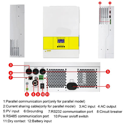 Zonnomvormer – Hybride Omvormer – Pure Sinus Omvormer – Solar Omvormer – 48V Zonnestroom Omvormer – 5600W Vermogen – MPPT Zonnelaadregelaar
