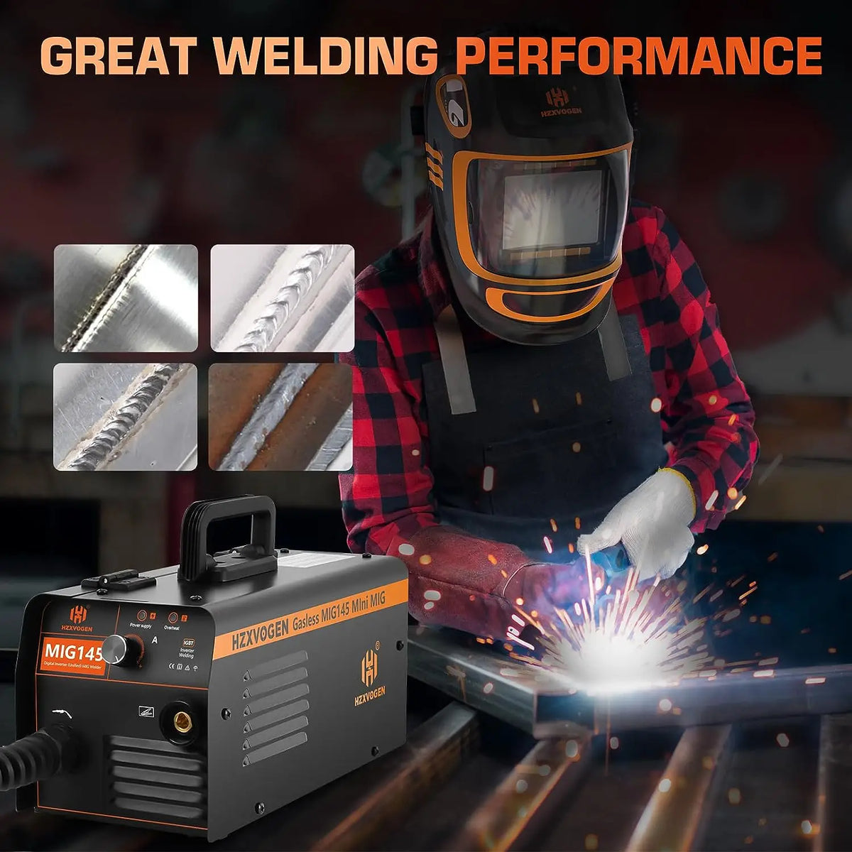 Hzxvogen - Welding Machine - Electric Welding Machine - Mig Welding Machine - Without Gas - MIG145 - Iron Soldering - Portable Electric Welder For Metal - Black