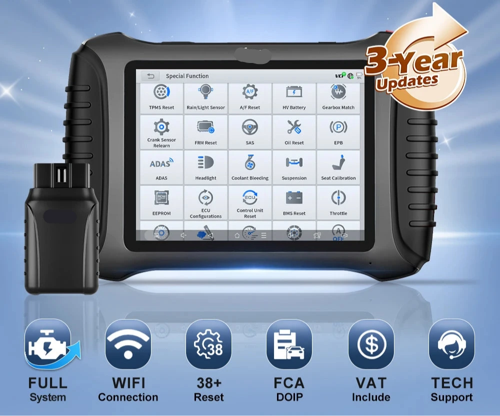 Bluetooth Auto Diagnosetool – OBD2 Scanner – Voertuigdiagnose – ECU Programmering – Bi-Directionele Tests – 8 Inch Touchscreen – 5000mAh Accu