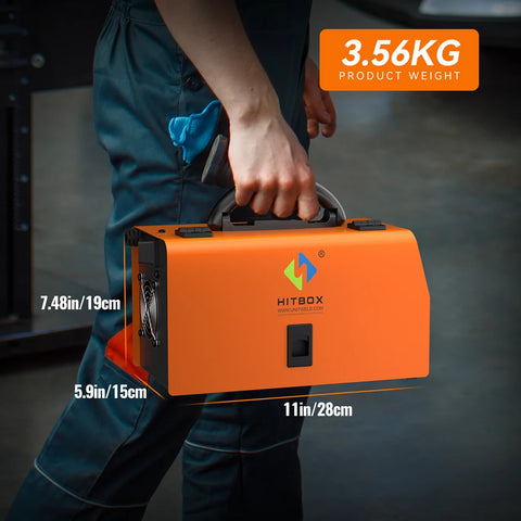 Hitbox - Lasmachine - Elektrische lasmachine - Halfautomatische lasmachine - Non Gas - 3 in 1 - MIG/LIFT TIG/MMA Inverter Welder - Synergy Tool Voor Gasloos Solderen - Oranje