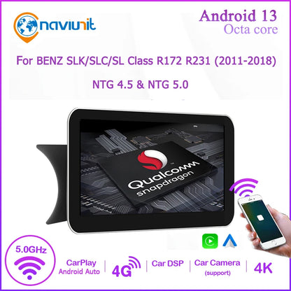 Multimedia Speler Mercedes – Autoradio Android 13 – Touchscreen Auto Stereo – CarPlay Android Auto Draadloos – 9 Inch HD Scherm – Snapdragon 8-Core Processor