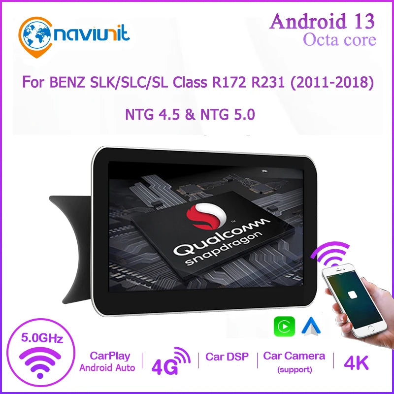 Multimedia Autoradio – CarPlay Android Auto – GPS Navigatie Speler – Touchscreen Dashboard – 9 Inch Scherm – Snapdragon 8-Core Processor – Android 13 Systeem