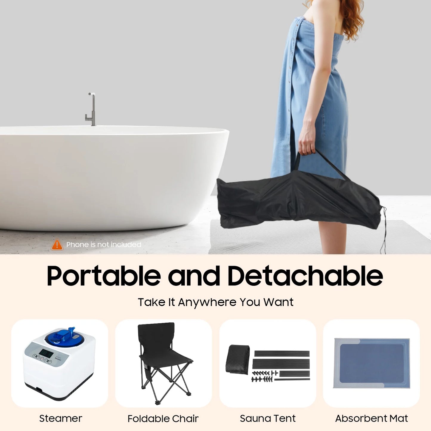 Draagbare Stoomsauna – Home Spa Sauna – Persoonlijke Sauna – Stoomtent – Opvouwbare Sauna – 1350W Stomer – Digitale Display Met Afstandsbediening