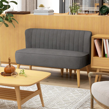 Twee-Zits Sofa – Compacte Bank – Loveseat – Settee – Minimalistisch Design – Velvet Bekleding – Houten Pooten