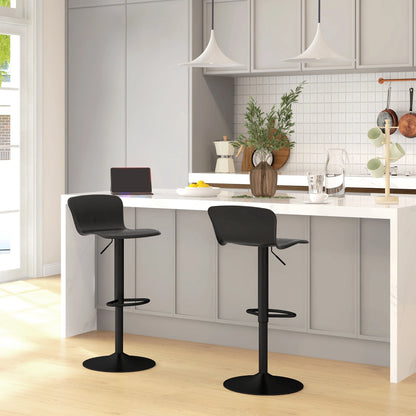 Barkrukken – Barkruk – Barstoel – Hoge Stoel – Keukenstoel – Zwart – Verstelbare Hoogte 57-78 cm – 360° Draaibare Zitting - QUORE