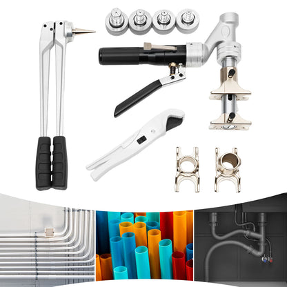 Hydraulische Pijpschaar En Expander Set – Krimptang – Buizensnijder – Matrijzenset – Draaibare Kop 360° – Perskracht 3 Ton - QUORE