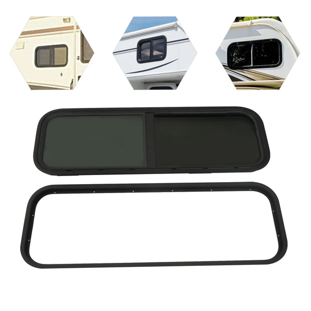 Camperraam - Caravan - 1000X400mm - Windows Gehard glas - Raam openend naar buiten - Voor campers en caravans - Caravan Zijraam - Getint Schuifraam - Insectenbescherming
