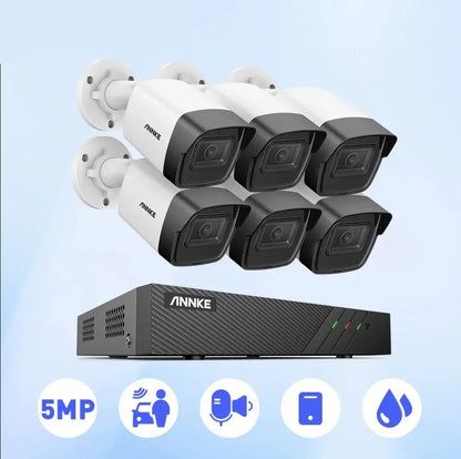 Beveiligingscamera Set – Bewakingscamera – Camerabeveiliging – NVR Systeem – POE Camera Set – 6 Camera’s 5MP – 1TB Opslag – Uitstekend Nachtzicht – Audio Opname