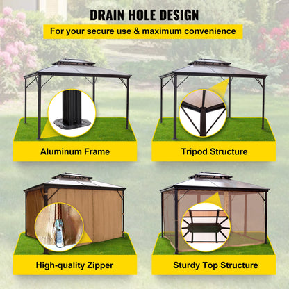 Tuinkoepel – Tuin Overkapping – Buiten Tent – Beschutte Ruimte – Waterdicht Dak – Aluminium Frame – Insectenwerende Netten - 10 x 10 voet