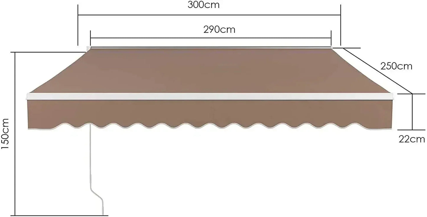 Uitschuifbare Zonwering – Schaduwdoek – Terrasdoek – Balkonzonwering – Zonnescherm – Aluminium Frame – Water- En UV-Bestendig - 3 x 2.5M