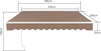 Uitschuifbare Zonwering – Schaduwdoek – Terrasdoek – Balkonzonwering – Zonnescherm – Aluminium Frame – Water- En UV-Bestendig - 3 x 2.5M