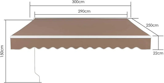 Uitschuifbare Zonwering – Schaduwdoek – Terrasdoek – Balkonzonwering – Zonnescherm – Aluminium Frame – Water- En UV-Bestendig - 3 x 2.5M