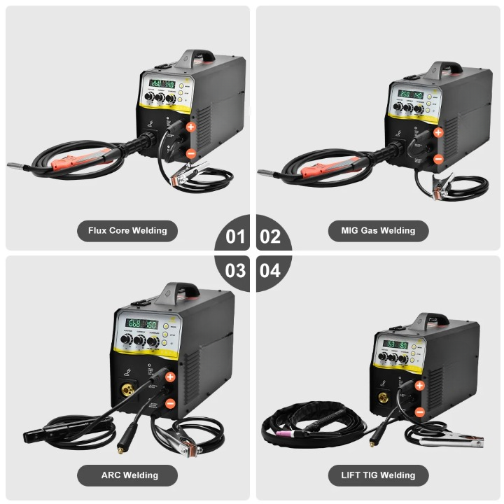 Elektrode Lasmachine - Lasmachine - Lasapparaat - Digitaal Inverterlassen - Draagbare MIG-lasser - AC 230V - 50/60Hz - AC - DC - MIGCO2 - LIFT TIG - ARC - IGBT - 250A - 53 x 29 x 48 cm - Zwart