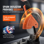 Miter Saw - Grinding Chop Saw - 2800W - Miter Saw and Crosscut Saw - Saw Table - 14"/355mm Blade Diameter - 0-45° Adjustable Angle Miter Saw